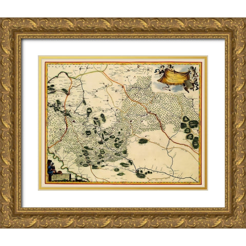 Ukraine - Blaeu 1662 Gold Ornate Wood Framed Art Print with Double Matting by Blaeu