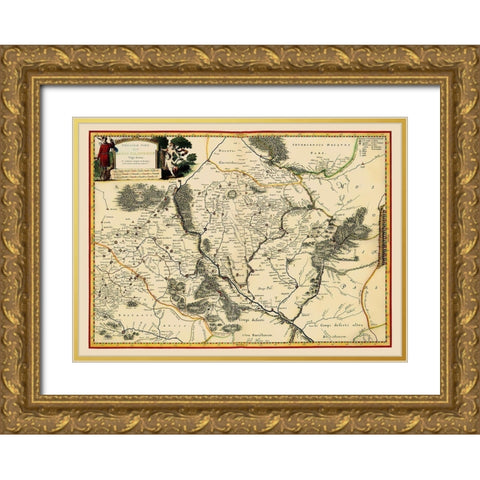 Ukraine - Blaeu 1662 Gold Ornate Wood Framed Art Print with Double Matting by Blaeu