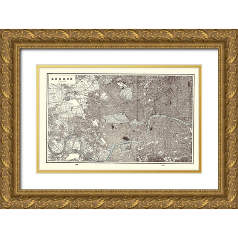 London England - Rathbun 1893 Gold Ornate Wood Framed Art Print with Double Matting by Rathbun