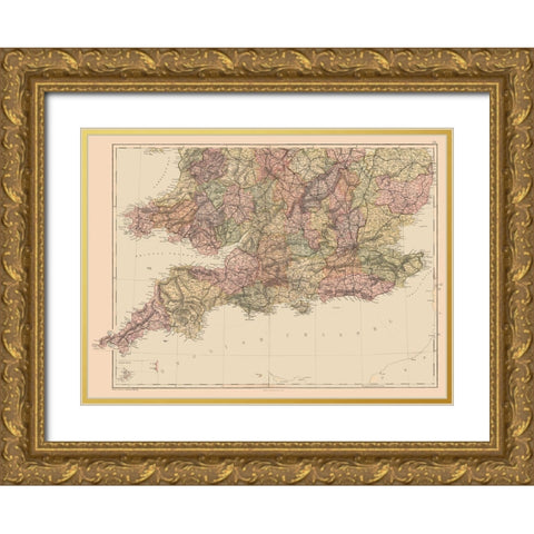 United Kingdom - Black 1867 Gold Ornate Wood Framed Art Print with Double Matting by Black