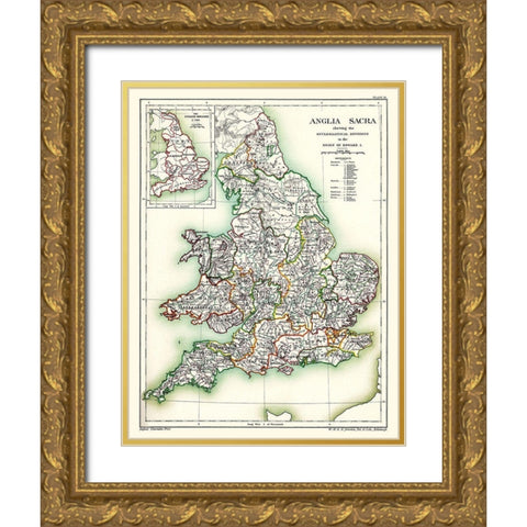 England Wales - Poole 1902 Gold Ornate Wood Framed Art Print with Double Matting by Poole