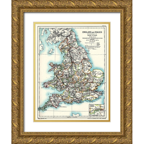 House of Tudor England Wales - Poole 1902 Gold Ornate Wood Framed Art Print with Double Matting by Poole