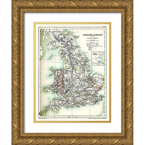 Norman Conquest England Wales - Poole 1902 Gold Ornate Wood Framed Art Print with Double Matting by Poole