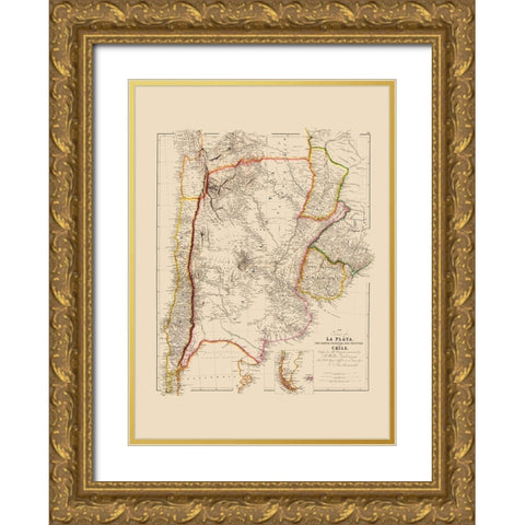 South America - Arrowsmith 1844 Gold Ornate Wood Framed Art Print with Double Matting by Arrowsmith
