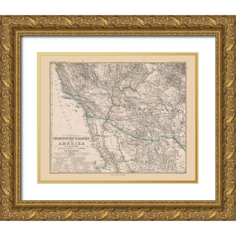 Southwest - Steilers - 1885 Gold Ornate Wood Framed Art Print with Double Matting by Stielers