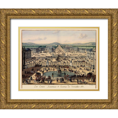 Versailles Panoramic France - Swidden 1683 Gold Ornate Wood Framed Art Print with Double Matting by Swidden