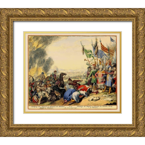Vienna Austria Siege 2 - DeHooghe 1683 Gold Ornate Wood Framed Art Print with Double Matting by De Hooghe