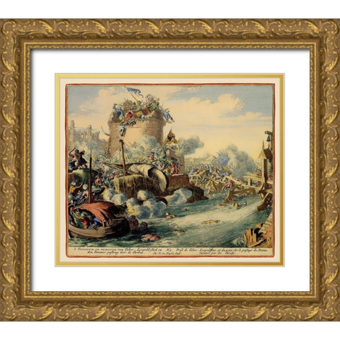 Vienna Austria Siege 3 - DeHooghe 1683 Gold Ornate Wood Framed Art Print with Double Matting by De Hooghe