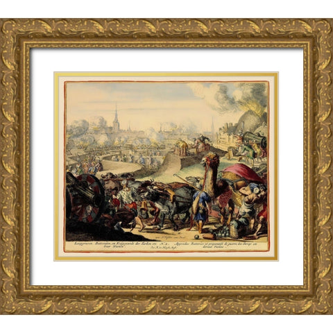 Vienna Austria Siege 4 - DeHooghe 1683 Gold Ornate Wood Framed Art Print with Double Matting by De Hooghe