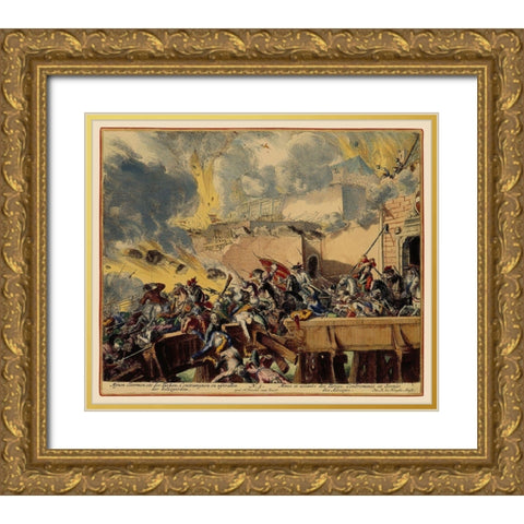 Vienna Austria Siege 6 - DeHooghe 1683 Gold Ornate Wood Framed Art Print with Double Matting by De Hooghe