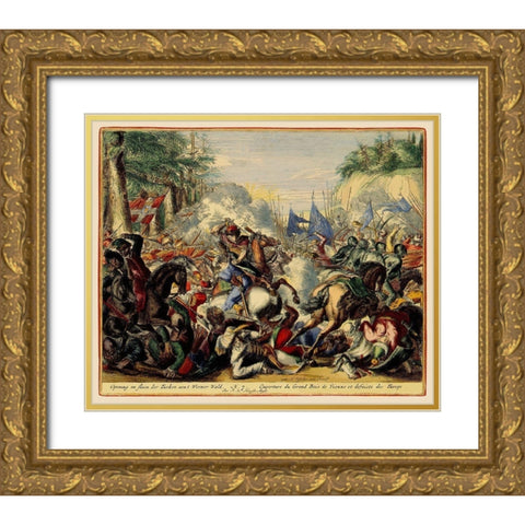 Vienna Austria Siege 7 - DeHooghe 1683 Gold Ornate Wood Framed Art Print with Double Matting by De Hooghe