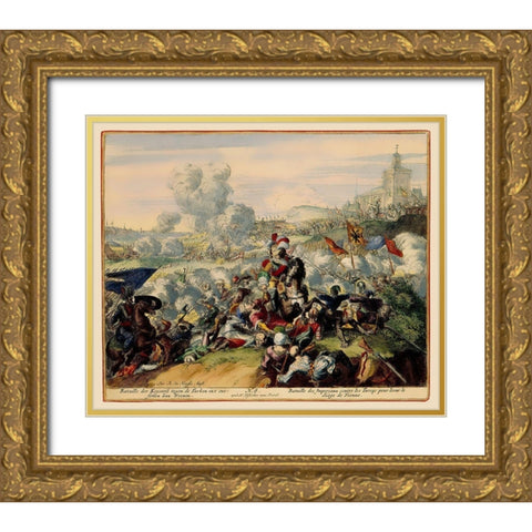Vienna Austria Siege 9 - DeHooghe 1683 Gold Ornate Wood Framed Art Print with Double Matting by De Hooghe