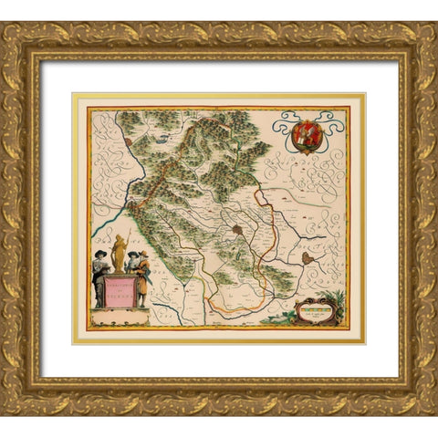 Vicenza Region Italy - Blaeu 1640 Gold Ornate Wood Framed Art Print with Double Matting by Blaeu