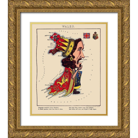 Wales - Lancaster 1869 Gold Ornate Wood Framed Art Print with Double Matting by Lancaster