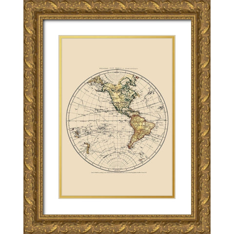 Western Hemisphere - Faden 1786 Gold Ornate Wood Framed Art Print with Double Matting by Faden