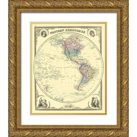 Western Hemisphere - Baskin 1876 Gold Ornate Wood Framed Art Print with Double Matting by Baskin