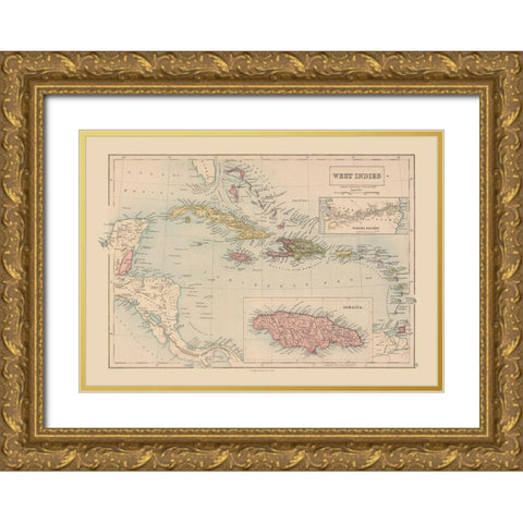 West Indies - Black 1867 Gold Ornate Wood Framed Art Print with Double Matting by Black