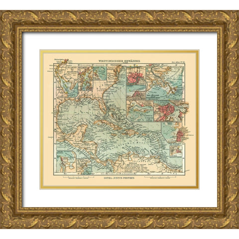 West Indies - Perthes 1914 Gold Ornate Wood Framed Art Print with Double Matting by Perthes