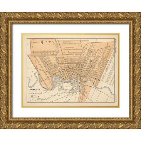 Winnipeg Canada - White 1906 Gold Ornate Wood Framed Art Print with Double Matting by White