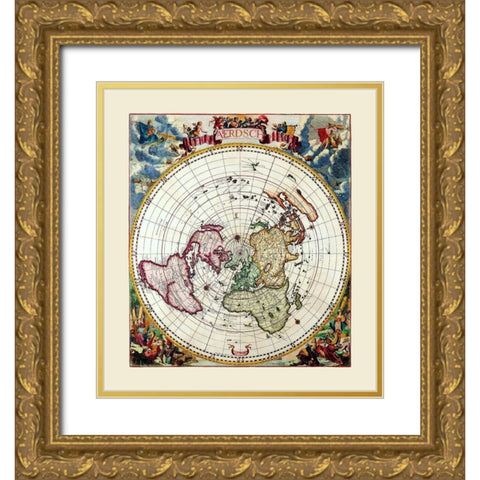 World Gold Ornate Wood Framed Art Print with Double Matting by Unknown