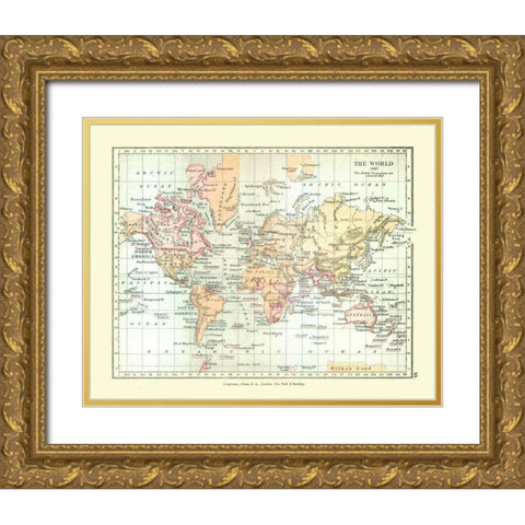 World in 1897 - Gardiner 1902 Gold Ornate Wood Framed Art Print with Double Matting by Gardiner