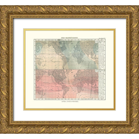 Earth Magnetism - Perthes 1914 Gold Ornate Wood Framed Art Print with Double Matting by Perthes