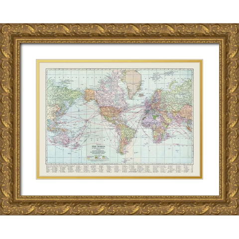 World - Reynold 1921 Gold Ornate Wood Framed Art Print with Double Matting by Reynold