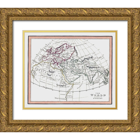 World as known to Ptolemy - Fenner 1830 Gold Ornate Wood Framed Art Print with Double Matting by Fenner