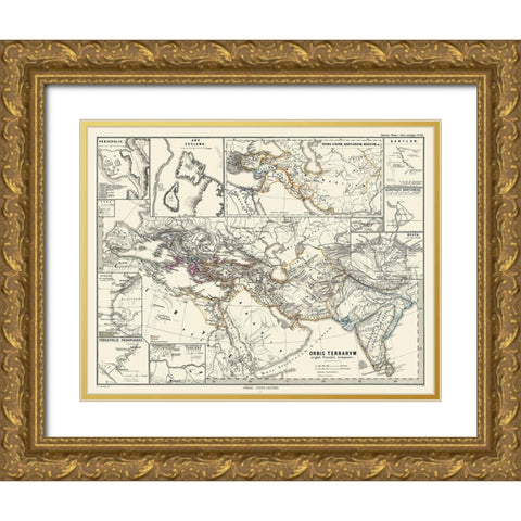 World Persian Time - Spruner 1865 Gold Ornate Wood Framed Art Print with Double Matting by Spruner