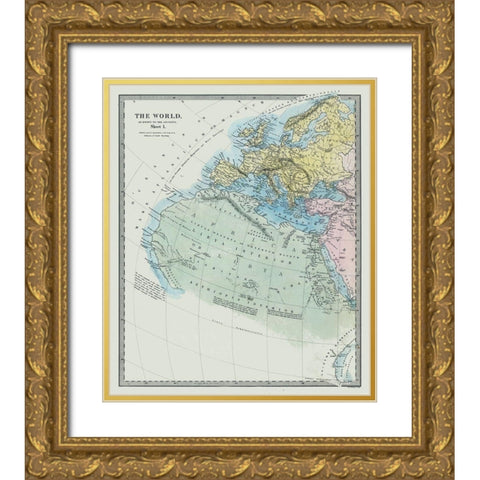 World known to Ancients Europe Africa Gold Ornate Wood Framed Art Print with Double Matting by Chapman