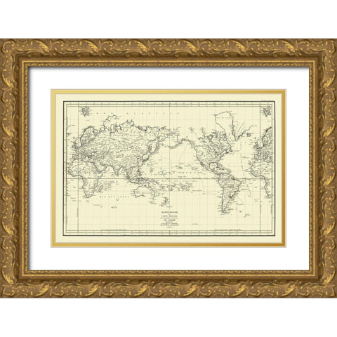 La Perouse Australia Expedition - 1785 Gold Ornate Wood Framed Art Print with Double Matting by Unknown