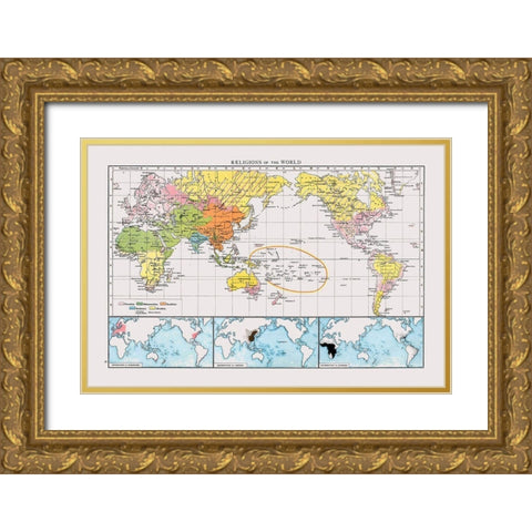 Religions of World Gold Ornate Wood Framed Art Print with Double Matting by Unknown
