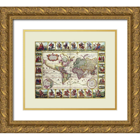 World - Piscator Gold Ornate Wood Framed Art Print with Double Matting by Piscator