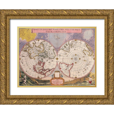 World - Valck Gold Ornate Wood Framed Art Print with Double Matting by Valck