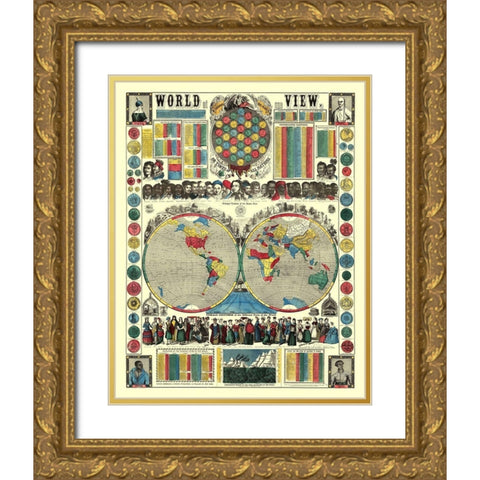 Human Race Female Costumes World - Fanning Gold Ornate Wood Framed Art Print with Double Matting by Fanning