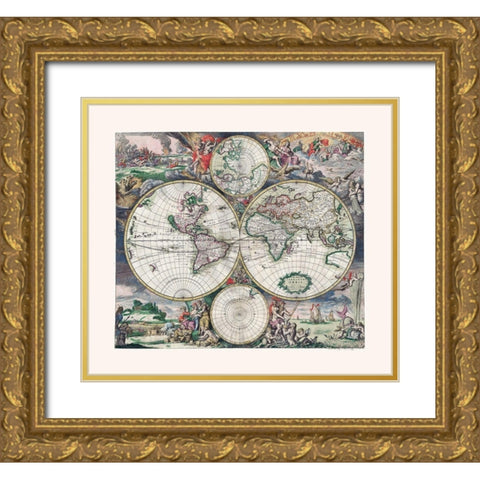 Western Eastern Hemispheres - Shagen Gold Ornate Wood Framed Art Print with Double Matting by Shagen