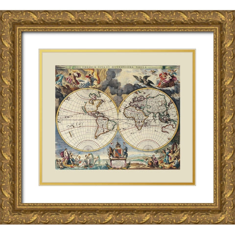 World - Loon Gold Ornate Wood Framed Art Print with Double Matting by Loon