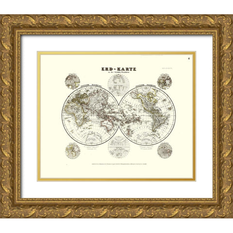 World - Meyer Gold Ornate Wood Framed Art Print with Double Matting by Meyer