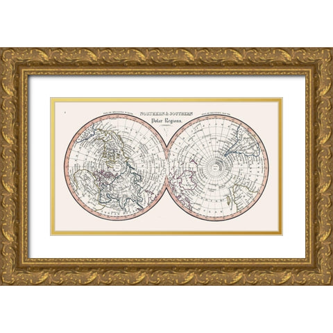 Northern Southern Polar Regions Gold Ornate Wood Framed Art Print with Double Matting by Unknown