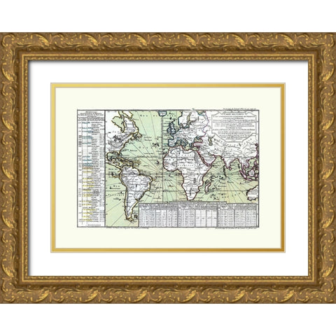 World - 1740 Gold Ornate Wood Framed Art Print with Double Matting by Unknown