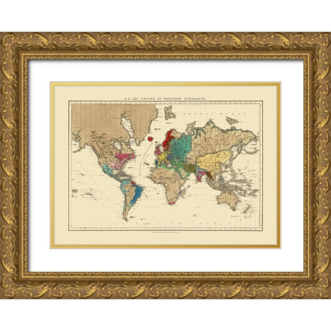 World Empire 1811 of Napoleon Bonaparte Gold Ornate Wood Framed Art Print with Double Matting by Seely