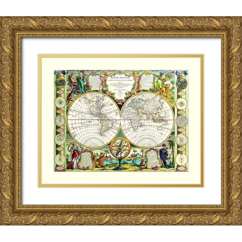 World - Nolin 1755 Gold Ornate Wood Framed Art Print with Double Matting by Nolin