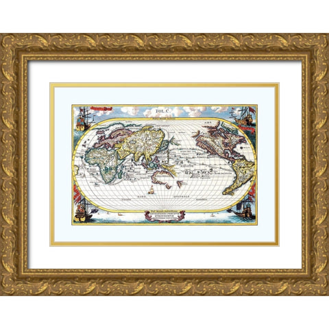 European Principal Navigations Gold Ornate Wood Framed Art Print with Double Matting by Unknown