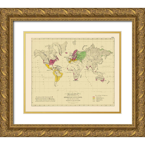 Moravian Missions Various Religions Gold Ornate Wood Framed Art Print with Double Matting by Petermann