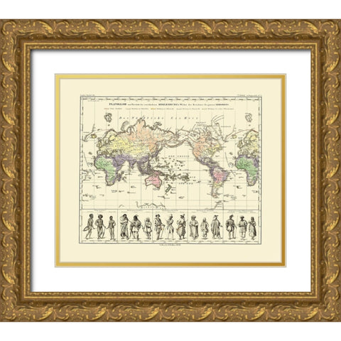 World People Clothing - Perthes 1848 Gold Ornate Wood Framed Art Print with Double Matting by Perthes