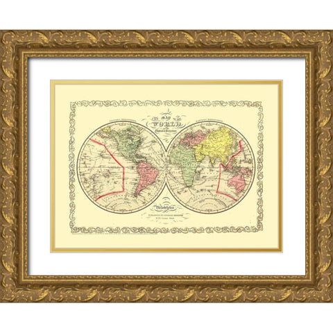 Globular Projection - Desilver 1856 Gold Ornate Wood Framed Art Print with Double Matting by Desilver
