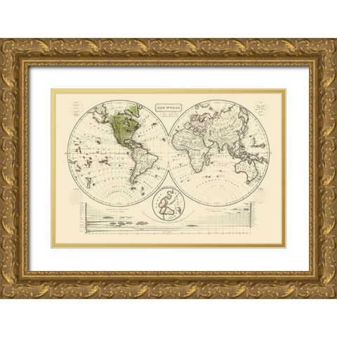 World - Woodbridge 1821 Gold Ornate Wood Framed Art Print with Double Matting by Woodbridge