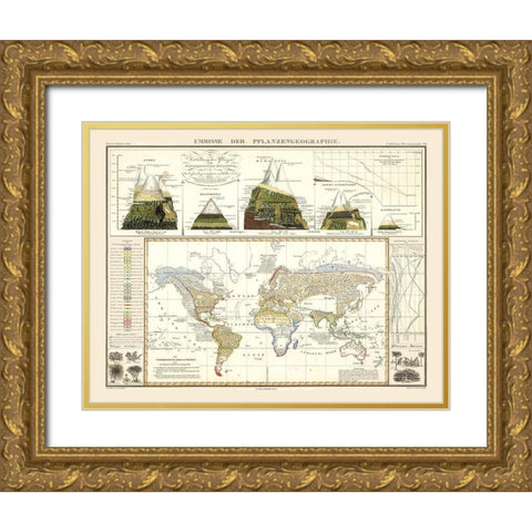 World Plant Geography - Perthes 1838 Gold Ornate Wood Framed Art Print with Double Matting by Perthes