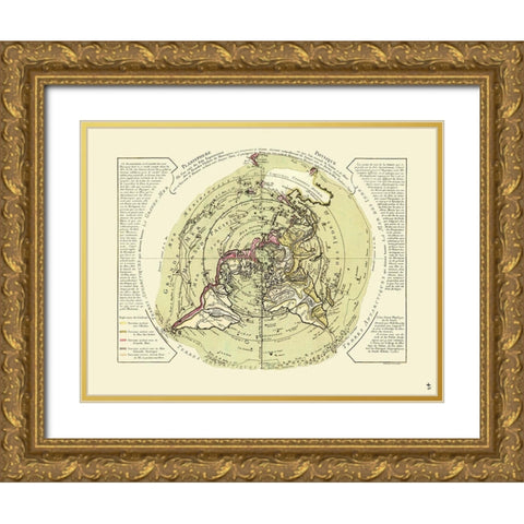 World Planisphere Physical - De Lisle 1756 Gold Ornate Wood Framed Art Print with Double Matting by De L''isle