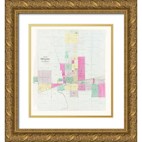 Abilene Kansas - Everts 1887 Gold Ornate Wood Framed Art Print with Double Matting by Everts